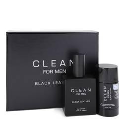 Clean Black Leather Gift Set By Clean - Gift Set - 3.4 oz Eau De Toilette Spray + 2.6 oz Deodorant Stick