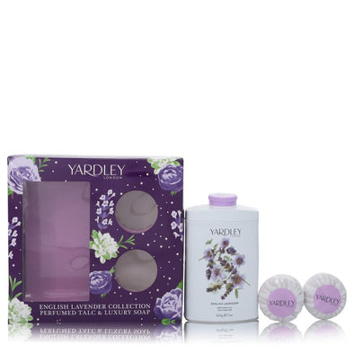 English Lavender Gift Set By Yardley London - 7 oz Perfumed Talc + 2 Gift Set - 7 oz Perfumed Talc + 2-3.5 oz Soap