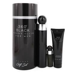 Perry Ellis 360 Black Gift Set By Perry Ellis - Gift Set - 3.4 oz Eau De Toilette Spray + .25 oz Mini EDT Travel Spray + 3 oz Shower Gel