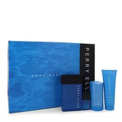 Perry Ellis Pure Blue Gift Set By Perry Ellis - Gift Set - 3.4 oz Eau De Toilette Spray + 3 oz Shower Gel + 2.75 oz Deodorant Stick + .25 oz Travel EDT Spray