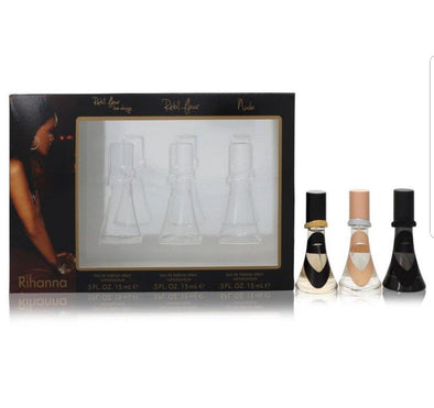 Gift Set - Rihanna mini set includes Reb'l Fleur, Reb'l Fleur Love Always, Nude all in 0.5 oz travel sprays - Fragrance JA Fragrance JA Gift Set - Rihanna mini set includes Reb'l Fleur, Reb'l Fleur Love Always, Nude all in 0.5 oz travel sprays Fragrance JA Fragrance JA